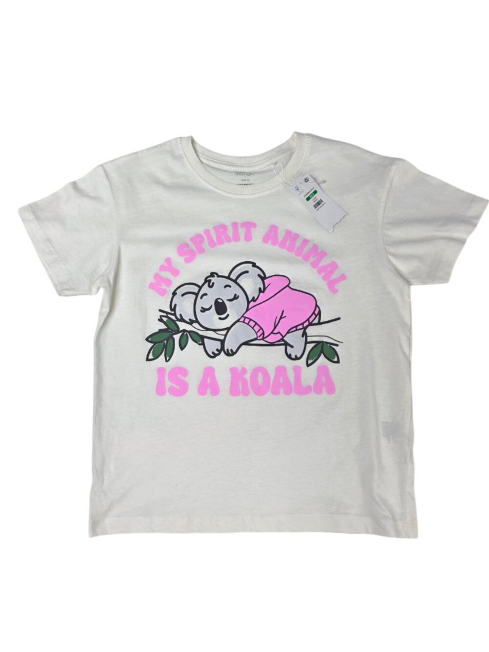 Miss Mango My Spirit Animal Is A Koala T-Shirt, White, Girls Size 12